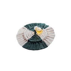 編織精美的配色繩索流蘇杯墊 攝影道具, 綠色, 1個