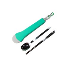 NEPA 便攜式矽膠餐具組+收納盒+登山扣, 綠色, 1組