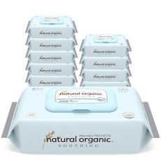 네츄럴오가닉 수딩 프리미엄 엠보싱 아기물티슈 캡형, 70g, 70매, 10개