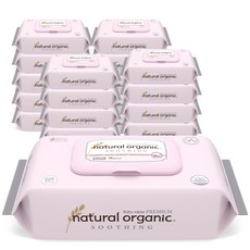 네츄럴오가닉 수딩 프리미엄 플레인 유아물티슈 스마트캡형, 70매, 20세트