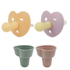 FROMISE 心形安撫奶嘴 2入+錐形奶嘴收納盒 2入, 第0階段(0~3個月), Dream Yellow+Dream Lavender