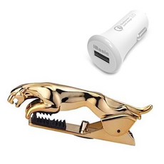 레오파드 차량용 휴대폰거치대 2세대 + 퀄컴 QC3.0 차량용 고속충전기 c타입, 거치대(골드), 1세트