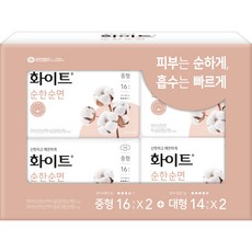 Clova White 溫和棉翼型衛生棉 M號 16入+L號 14入組, 2入