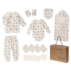 withorganic 乳牛印花服飾彌月禮盒15件組