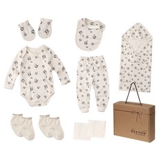 withorganic 乳牛印花服飾彌月禮盒10件組