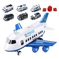 英語音效飛機收納玩具 + 微型車 6入 + 交通配件 + 貼紙組, 飛機