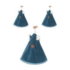 圓形懸掛動物擦手巾, 藍色, 3個