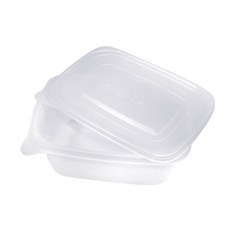 一次性附蓋可微波塑膠方形密封粥碗 小, 50個, 1個