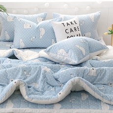 MY SENSE 北極熊印花超細纖維棉被+床墊+枕套