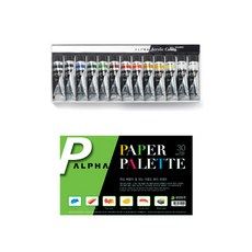 ALPHA COLORS 專家用壓克力顏料 20ml + 紙調色盤套組, 13色