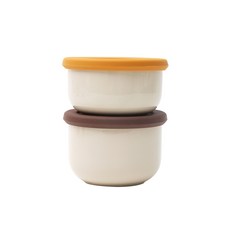 DOHO 食品保鮮盒2件組, 05款 米色+彩色, 1組