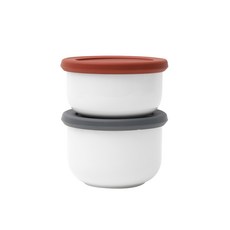 DOHO 食品保鮮盒2件組, 03款 白色+彩色, 1組