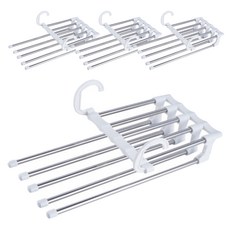 SCHWARZ 滑動式防滑縫隙5層褲架, 4個, 白色