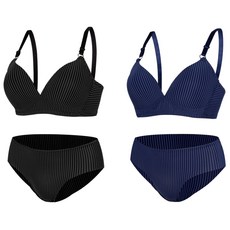 MALAMUTE 緞面針織線條低脊心內衣褲套裝 2入組