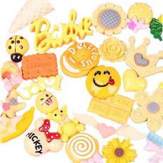 鉛筆盒 手機殼 裝飾 DIY Decoden奶油膠 配件, 黃色配件