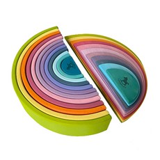TOYNPLAY 彩虹粉彩積木 12入+半圓形 11入, 混色