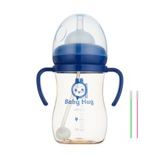 hibee 雙耳學飲杯+多功能吸管刷 2支組, 海軍藍, 1組