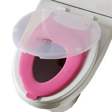 potty 成人孩童兩用馬桶坐墊, 透明 粉色