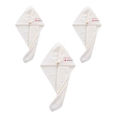 에이홉 키치 단추로 고정하는 헤어타올, 화이트 하트, 3개