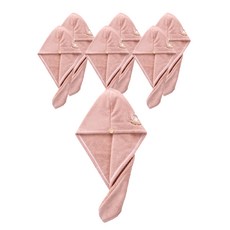 에이홉 키치 단추로 고정하는 헤어타올, 핑크 달토끼, 7개