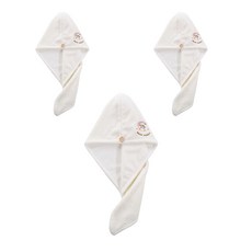 에이홉 키치 단추로 고정하는 헤어타올, 화이트 달토끼, 3개