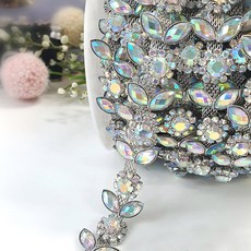 排鑽寶石美甲鏈 B-34 45cm, 1個, 鍍白金