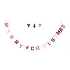 聖誕快樂文字木質掛旗, 紅色檢查