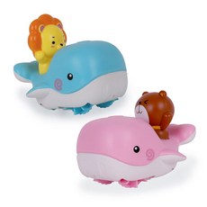 happy play 游泳鯨魚發條星期四玩具, 粉色, 藍色
