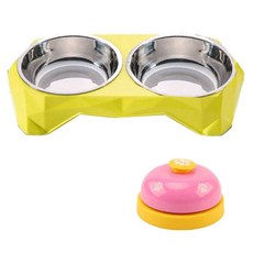 멍구야놀자 반려동물 파스텔톤 크리스탈 식기 + 훈련벨, 랜덤발송, 1세트