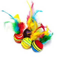 PET MORNING 貓咪彩色羽毛玩具球, 隨機發貨, 8個