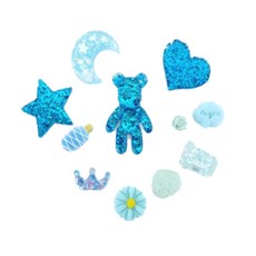 Decoden Parts 閃粉小熊手機殼裝飾套組, 藍色（主件），隨機發貨（裝飾件）