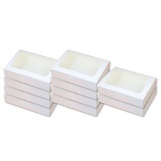 透明一鍵式多用途和菓子白色開窗盒 2418, 混合色, 10個