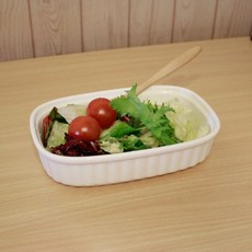 리빙뱅크 직사각 주름볼 그라탕기 S, 화이트