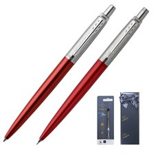 PARKER Jotter CT圓珠筆 0.9~1.0mm+自動鉛筆+圓珠筆筆芯禮盒, Kensington Red, 1組