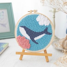 五味熊衝針DIY刺繡套組, 18天空背景鯨魚