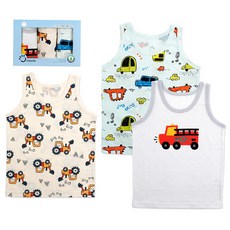 메이키즈 남아용 붕붕이 편면 런닝 3종 세트