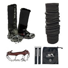 Expeak Snow Edge 11爪冰爪 2入 + Pinnacle 綁腿 2入 + Masterbase 腿套套組, 棕色(冰爪), 經典黑(綁腿), 隨機出貨(腿套)