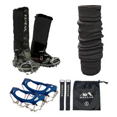 Expeak Snow Edge 11爪冰爪 2入 + Pinnacle 綁腿 2入 + Masterbase 腿套套組, 海軍藍(冰爪), 經典黑(綁腿), 隨機出貨(腿套)