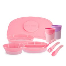 트위스트쉐이크 유아동 식기 세트, 라이트핑크, 흡착식판 미니 + 그릇 3종 + PP 커트러리 3종 + 물컵 2종, 1개