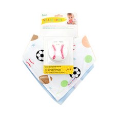 SiLLi CHeWS 希莉 圍兜+固齒器, 無奶嘴(3個月以上), 棒球, 1套