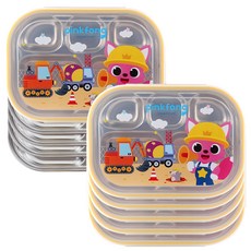 아이조움 아동용 핑크퐁 심플 스텐 식판 도시락 10p, 혼합색상, 단품, 1개