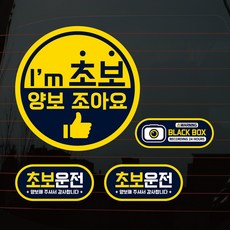 뭉키데코 칼라 엠블럼 아임 초보 02 차량스티커 3종 세트, 혼합색상, 1세트