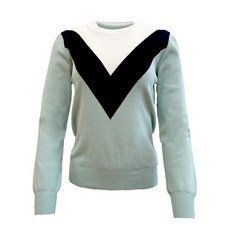 女款V拼色針織衫