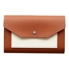 Funnymade 信封式鈕扣皮革收納手帳套, 棕色+象牙色