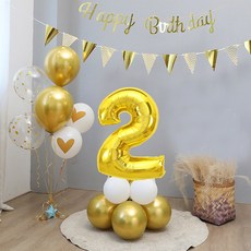 P&B UNITY 生日派對氣球組, 數字2氣球(金色), 1組