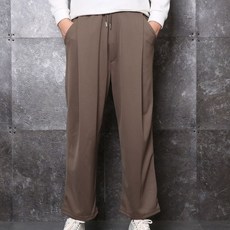 팬츠하우스 남여공용 핀턱 와이드핏 링클프리 밴딩 슬랙스 923