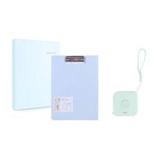 DELI 迷你捲尺 + Linfini 透明文件袋 20p + Linfini 附封面文件板夾, 隨機出貨(迷你捲尺), 藍色(文件袋), 藍色(板夾), 1套