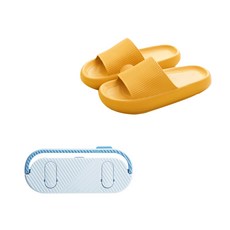 馬卡龍色系浴室拖鞋 黃色 T114 + 拖鞋架, 1個