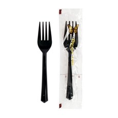 高級獨立包裝一次性叉子 黑色, 1個, 1000個