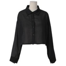 LINDASHOP 短版透膚長袖襯衫 BL3932K12